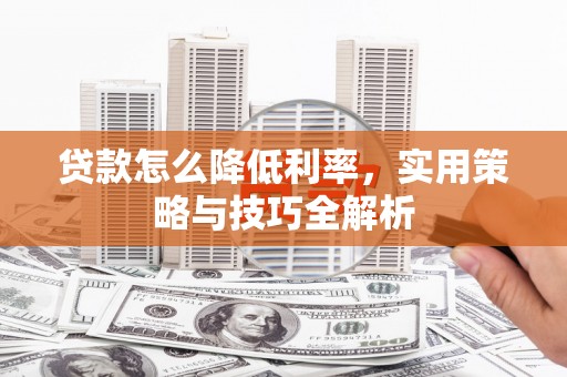 汕尾贷款怎么降低利率，实用策略与技巧全解析