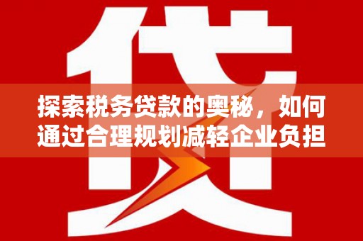 汕尾探索税务贷款的奥秘，如何通过合理规划减轻企业负担