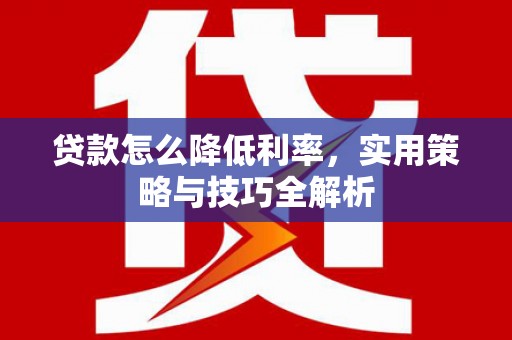 汕尾贷款怎么降低利率，实用策略与技巧全解析
