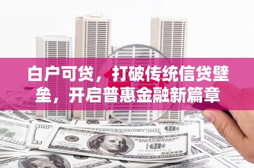 汕尾白户可贷，打破传统信贷壁垒，开启普惠金融新篇章